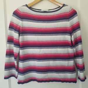 St John Sport Striped Knitwear 3/4 Sleeve Shirt